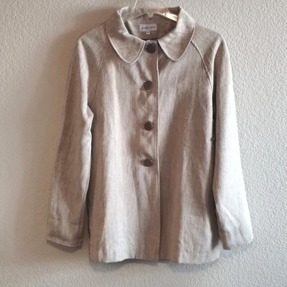 goddess gear NEW Organic Cotton Tweed Buttoned Lined Pocketed Pea Swing Coat L - Picture 2 of 16